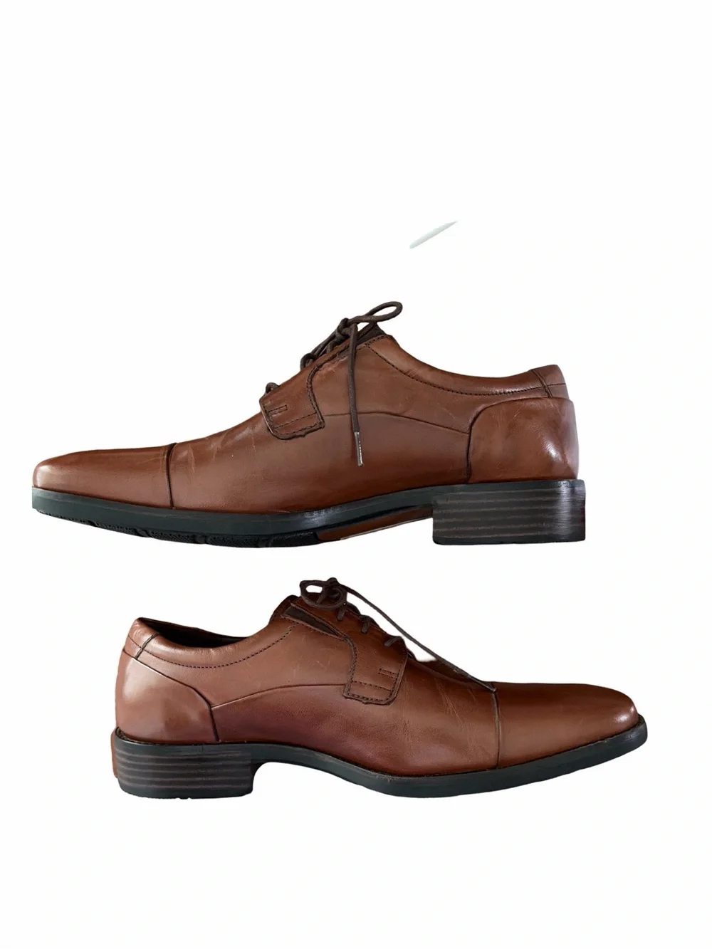 Johnston & Murphy Lancaster Toe Classic Brown Leather Lace-Up Dress Shoe Size 10